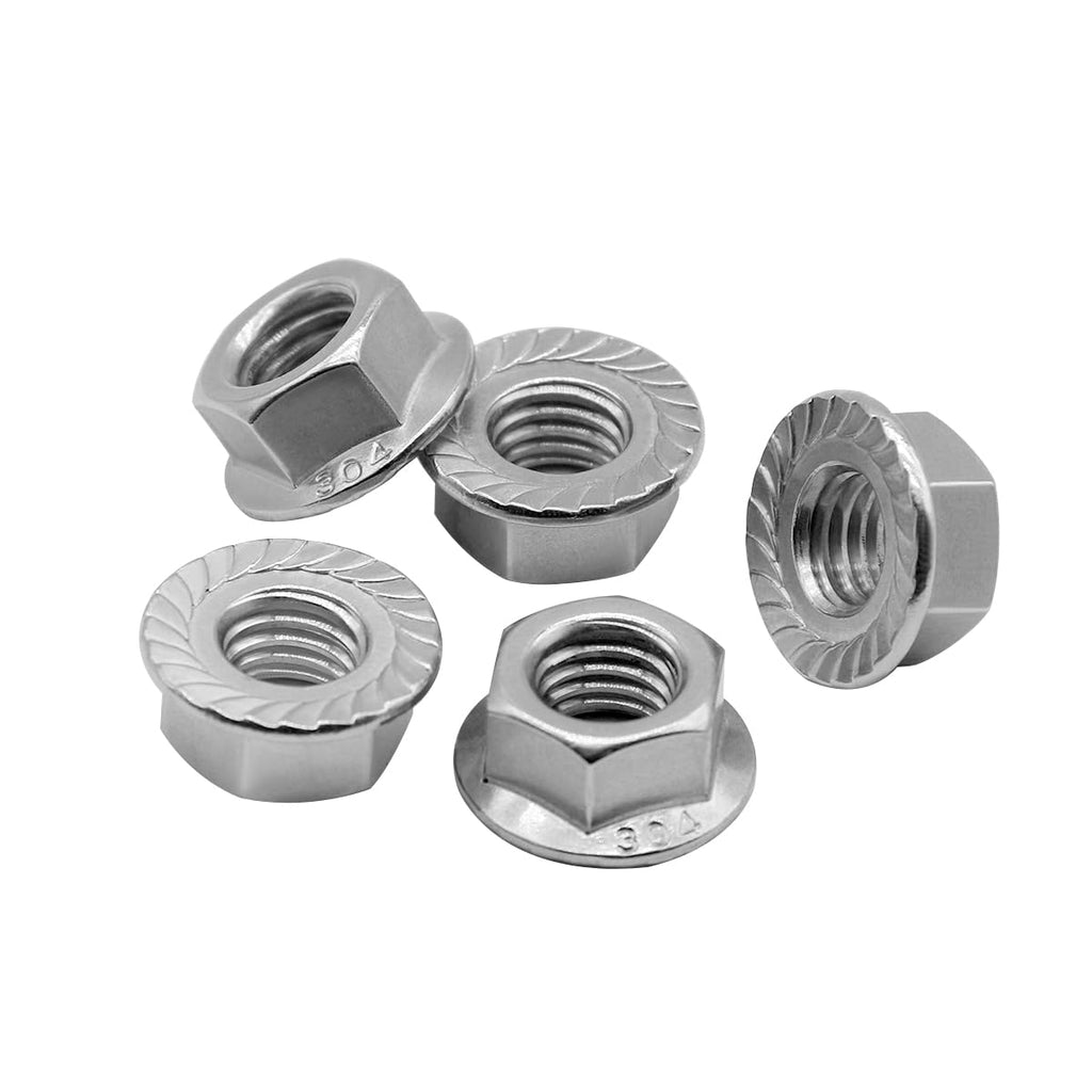 Beduan 30PCS M6*1.0 Serrated Flange Hex Lock Nuts Bright Finish