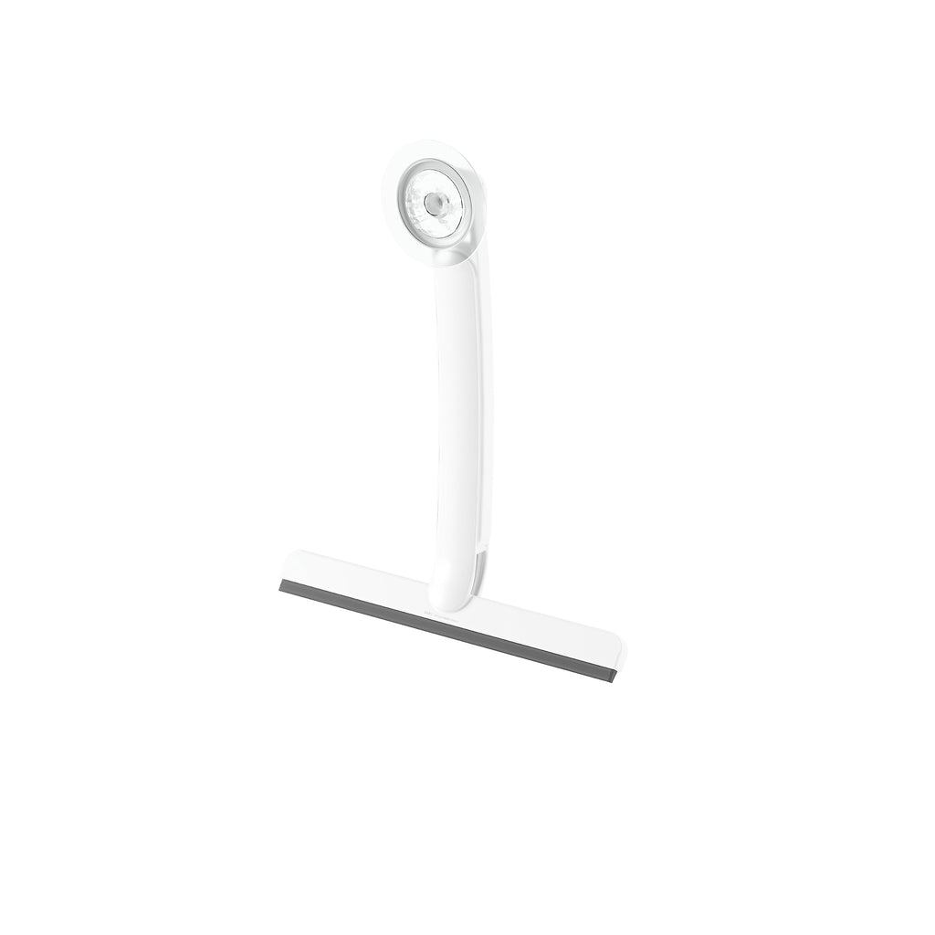 Flex Adhesive Shower Squeegee, Extendable Handle, 16-Inch, White