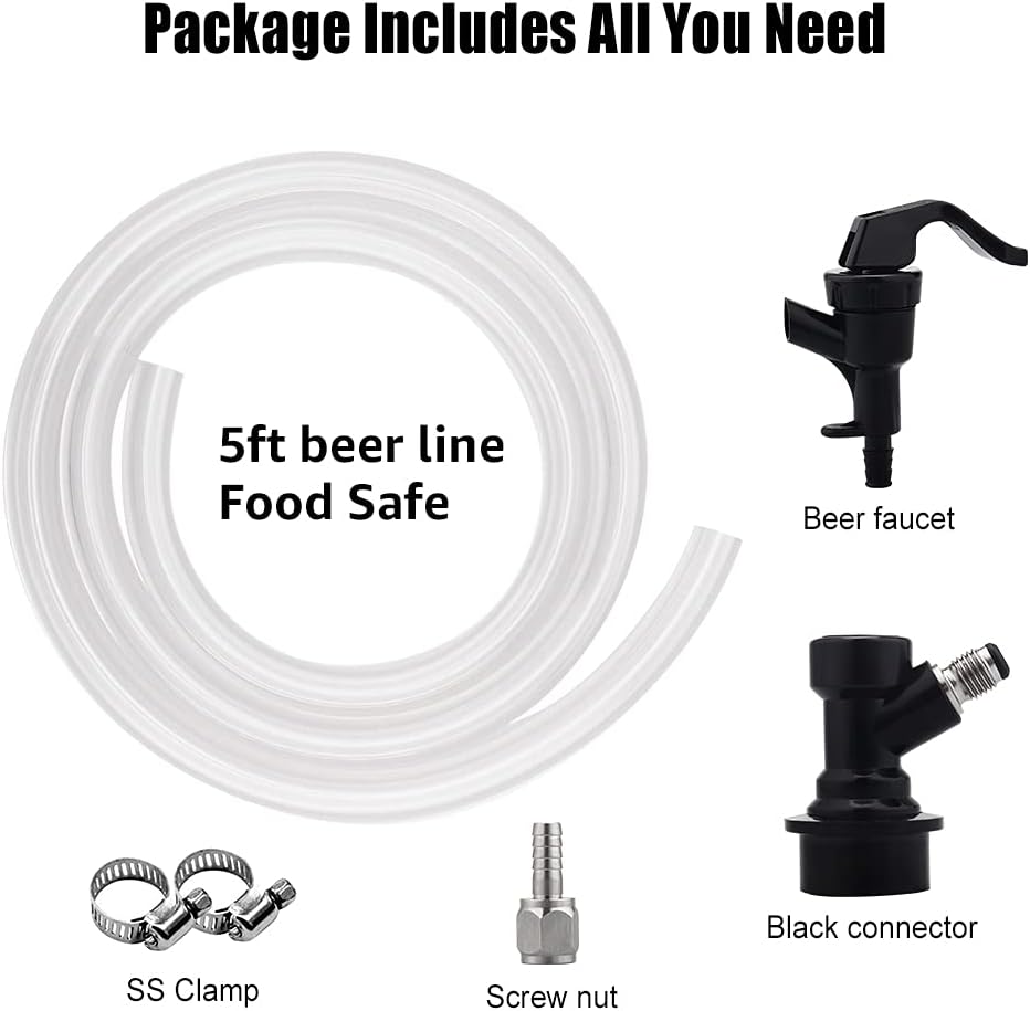 3ft Ball Lock Beer Line Assembly Liquid Line Picnic Tap Ball Lock Quick Disconnect Faucet Food Safe Clear Tube Kit