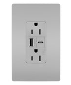Legrand 15 Amp Spec Weather Resistant Outlet 6A USB Type A/C Gray 1 Pack