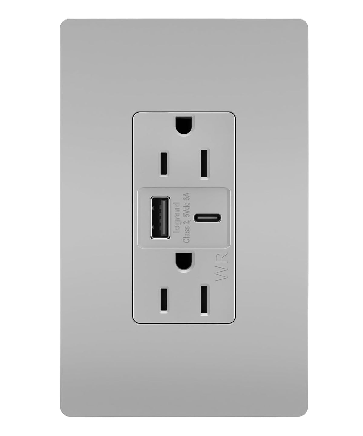 Legrand 15 Amp Spec Weather Resistant Outlet 6A USB Type A/C Gray 1 Pack