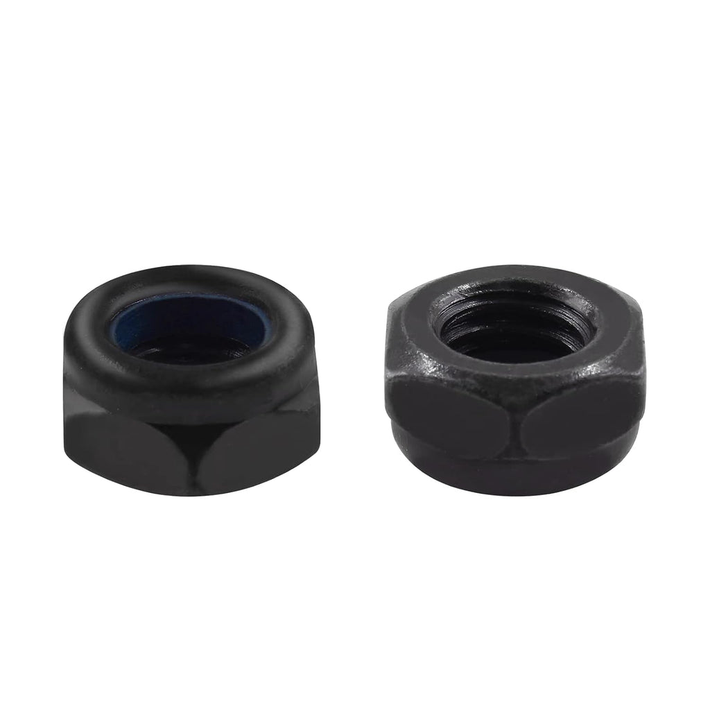 BokWin M3 x 0.5mm Nylon Insert Hex Lock Nuts, 50PCS, Black Zinc Plated