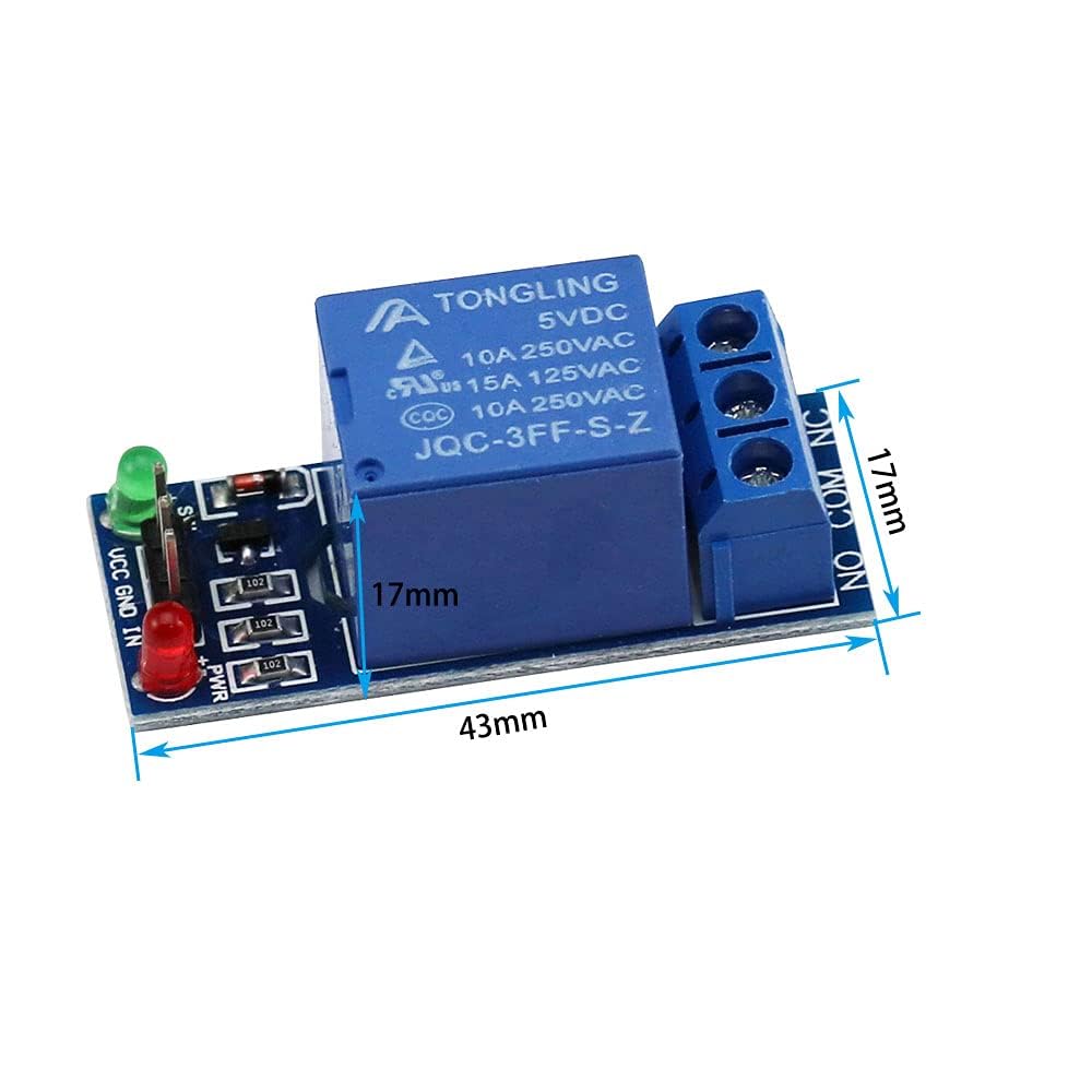 3PCS DC 5V 2mA 1 Channel Relay Module Board Shield Extension Board Relay Plate Low Level Trigger AC 250V/10A, DC 30V/10A