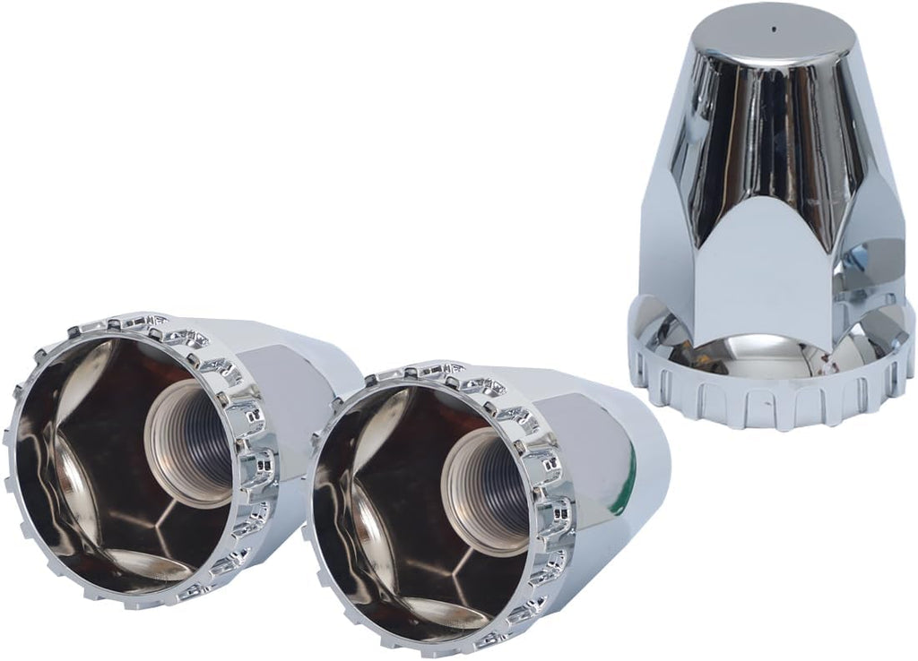 Chrome ABS Front Axle Wheel Cover for Semi Truck Plastic Hub Cover with 33mm Screw-On Lug Nut Covers 2 Front Axle