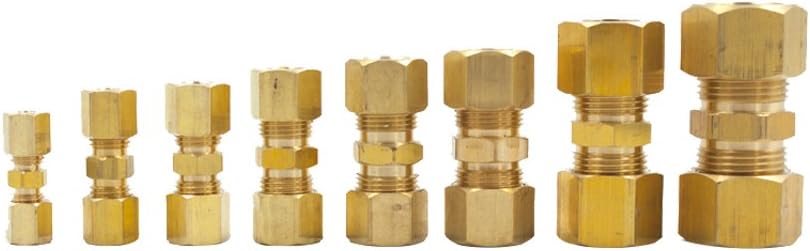Brass Compression Tube Fitting, Union, 3/8" OD x 3/8" OD, Pack of 2