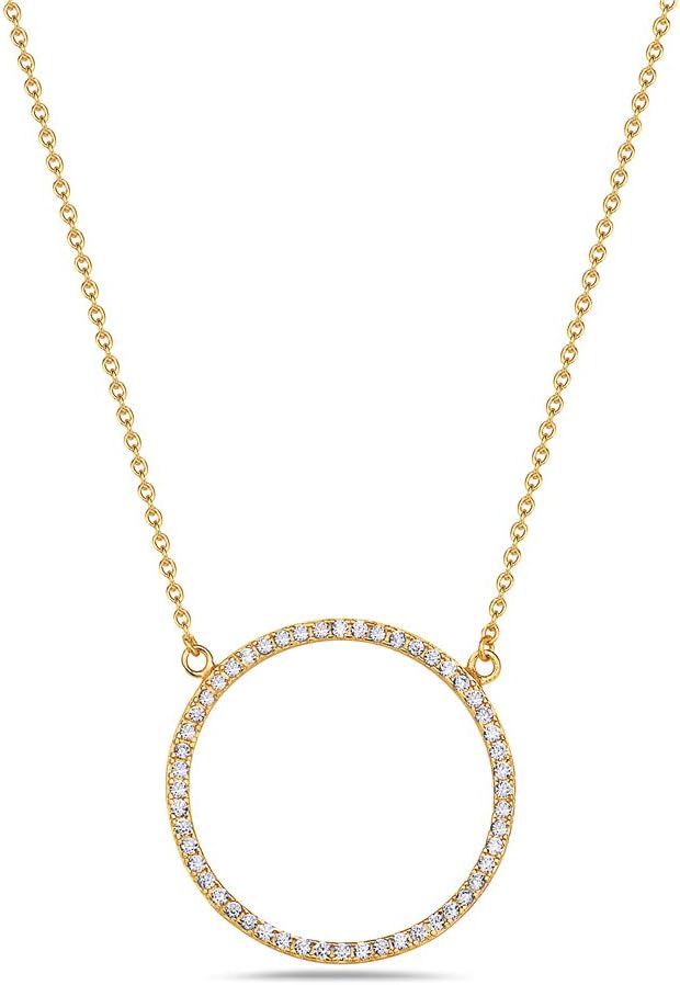 925 Sterling Silver Circle of Life White Clear CZ Pendant Necklace