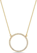 925 Sterling Silver Circle of Life White Clear CZ Pendant Necklace