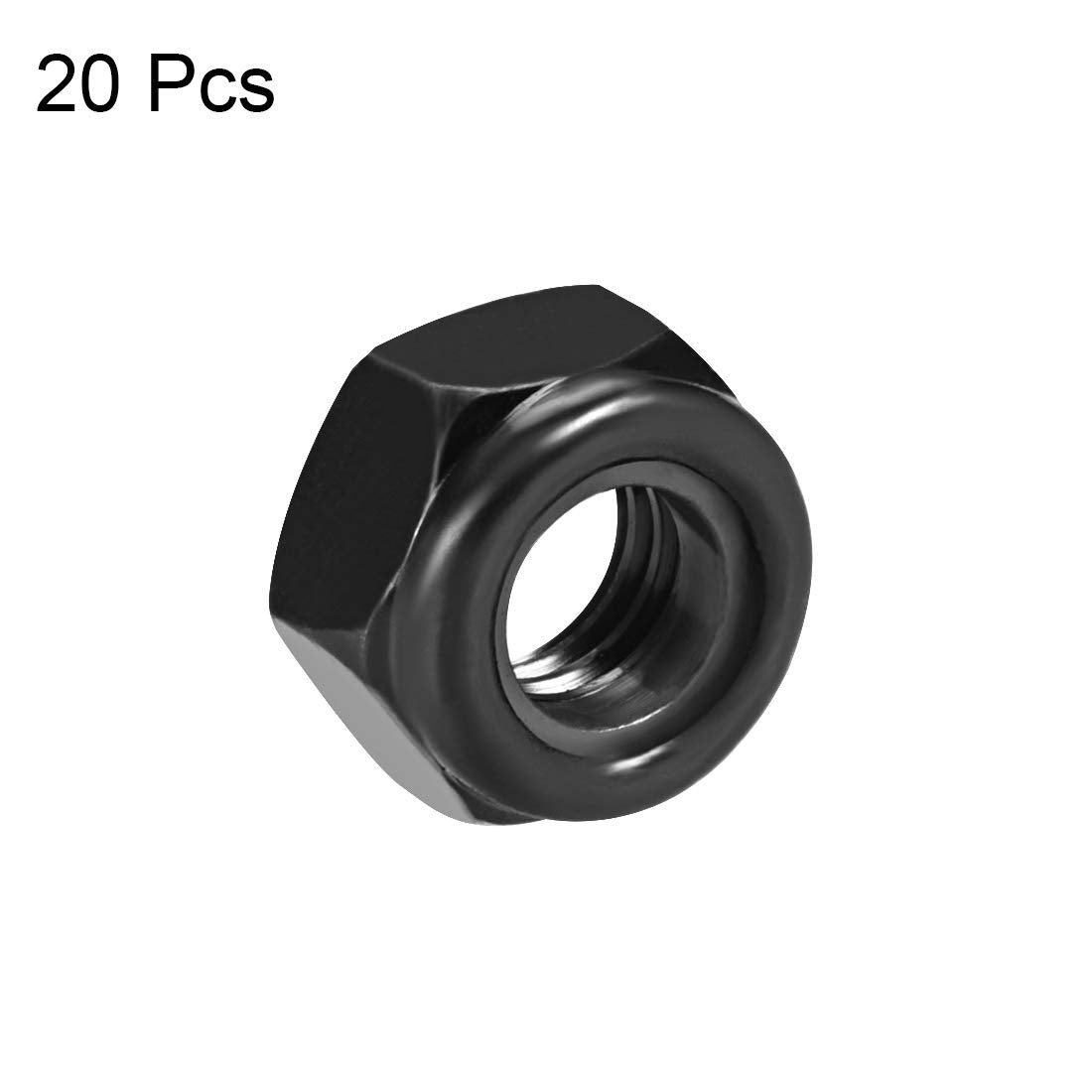 uxcell Hex Lock Nuts M8 x 1.25mm Nylon Insert Self-Locking Nuts, 20Pcs