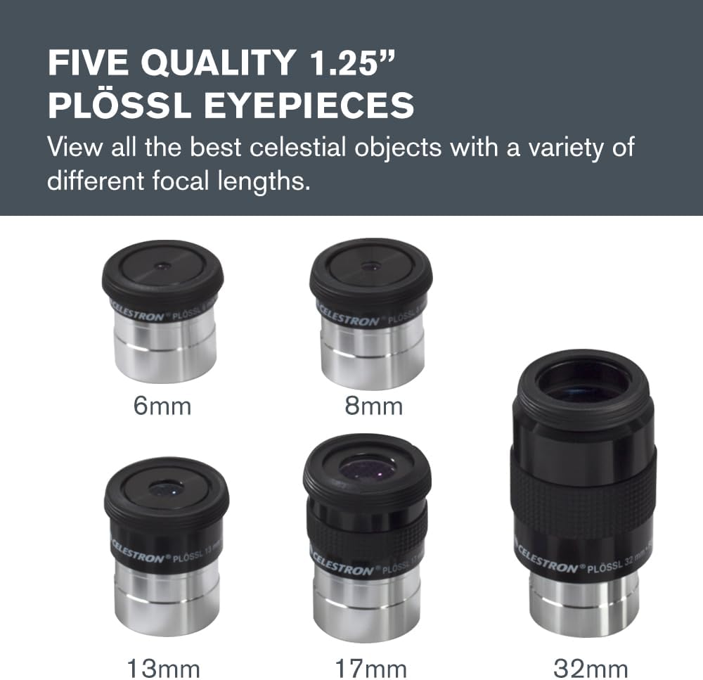 Eyepiece, Barlow & Filter Telescope Accessory Kit – 1.25" Barrel | 14 Essential Telescope Accessories, 5 Plossl