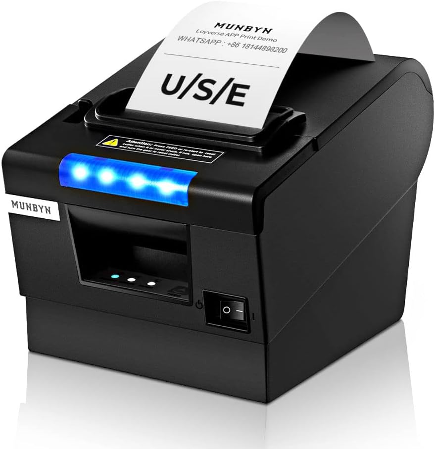 P068 Thermal Receipt Printer 80mm 3 1/8" POS Printer Auto Cutter | Direct thermal printer with USB serial Ethernet