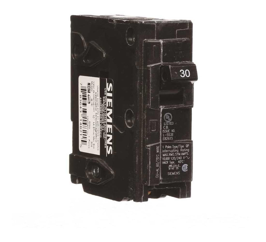 Siemens -HI Q130 30-Amp Single Pole Type QP Circuit Breaker, Black