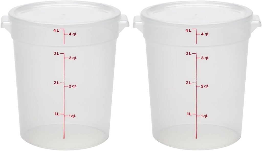 Food Storage Containers with Lids (BPA-Free) - 4 Quart - Food Grade Buckets with Lids (2 Pack) - For Dough Proofing