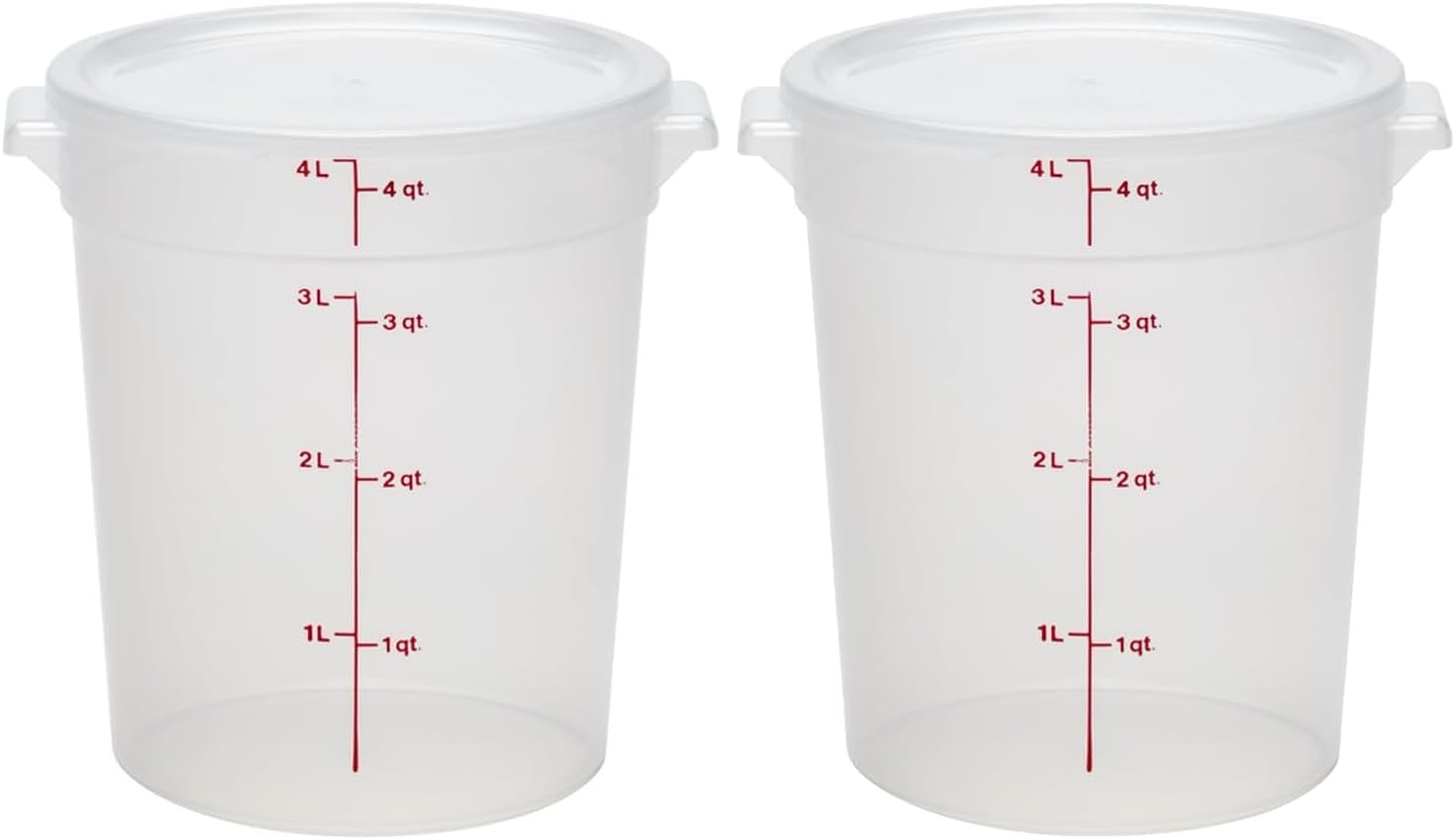 Food Storage Containers with Lids (BPA-Free) - 4 Quart - Food Grade Buckets with Lids (2 Pack) - For Dough Proofing