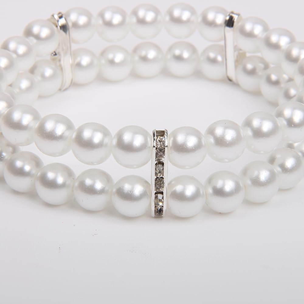2 Rows Pearls Pet Dog Necklace Collar Bling Accessories Charm Pet Puppy Jewelry Puppy Chihuahua Yorkie Handmade