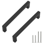 2 Pack 7-1/2 Inch Matte Black Cabinet Pulls, Square Drawer Handles
