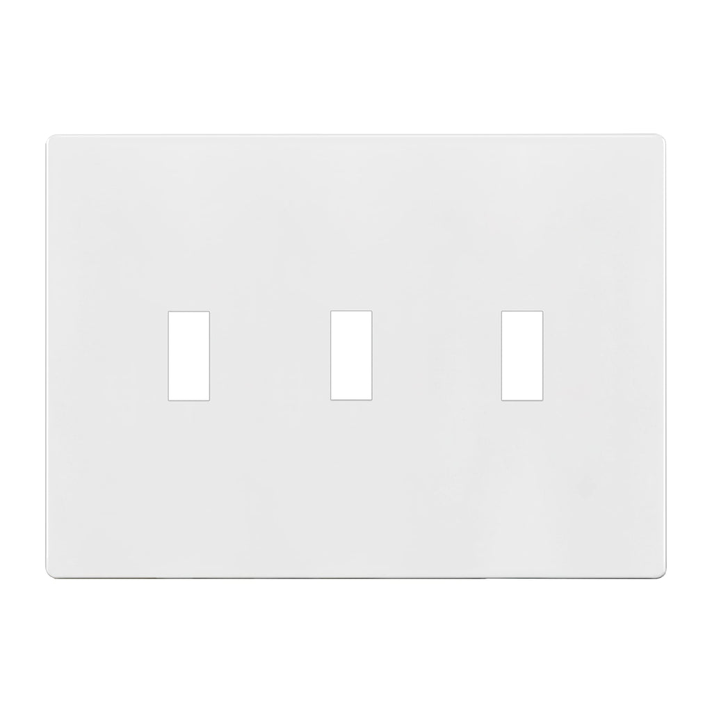 ENERLITES Screwless Triple Toggle Light Switch Wall Plate Cover, White