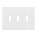 ENERLITES Screwless Triple Toggle Light Switch Wall Plate Cover, White