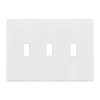 ENERLITES Screwless Triple Toggle Light Switch Wall Plate Cover, White