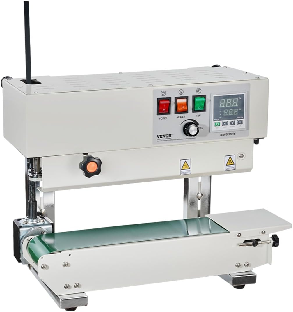 Continuous Bag Band Sealing Machine, 0.24-0.47 in/6-12 mm Seal Width, Band Sealer Machine with Digital Temperature