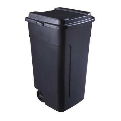 50 Gallon Wheeled Trash Can, Heavy Duty Plastic Garage Garbage Bin with Lid | Shatterproof Snap-fit lid locks Trash