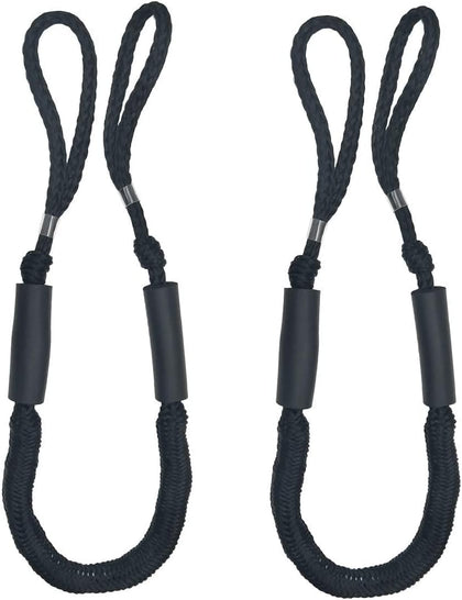 Bungee Dock Line Mooring Rope for Boat 3.5 ft 2 Pack,Boat Tie Downs for Docking Black Bungee Cords Accessories for