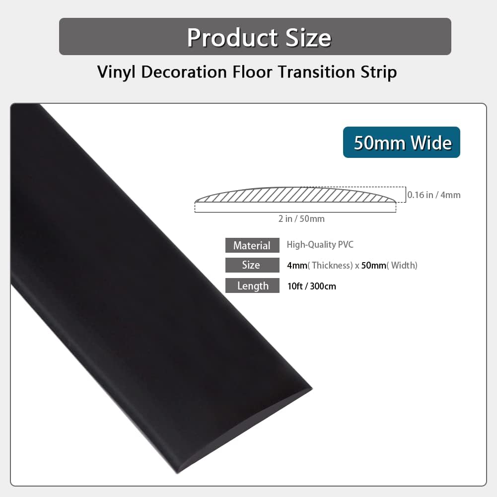 Vinyl Floor Transition Strip Self Adhesive 2" Wide, Pure Color
