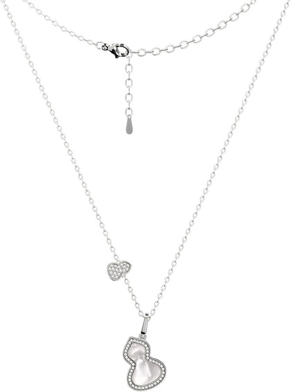 18K Gold Plated Sterling Silver Gourd Pendant Necklace for Women,Dainty Pendant Charm Necklace Adjustable Chain