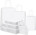 45Pcs White Paper Bags with Handles, Assorted Sizes Gift Bags Kraft
