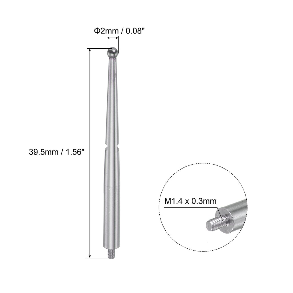 uxcell Contact Point for Dial Test Indicator, 2mm Diameter Carbide Ball Tip M1.4x0.3 Thread 1.56" Length