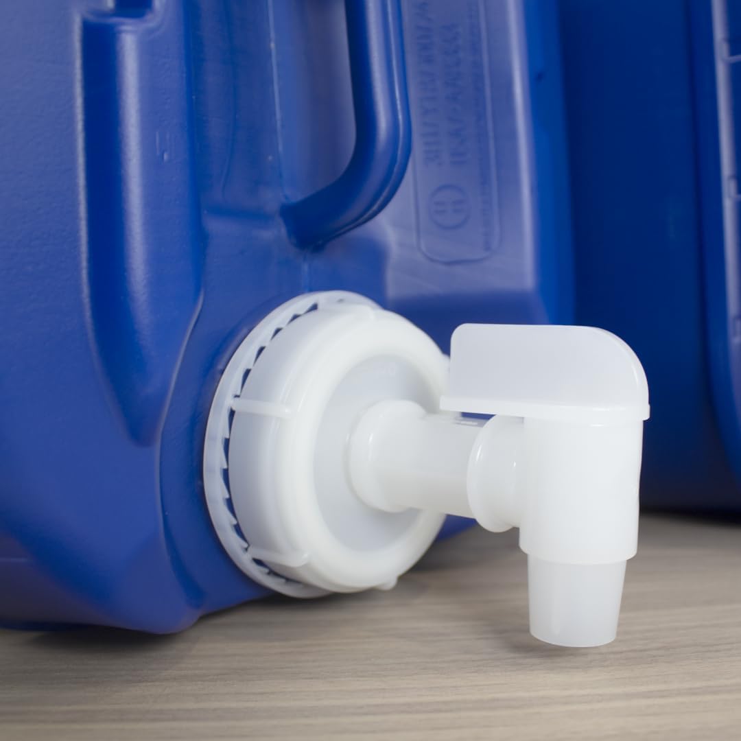 5-Gallon Stackable Water Storage Containers, 5 Lids + 1 Spigot, Easy Fill, Survial Supply Emergency Water Storage for