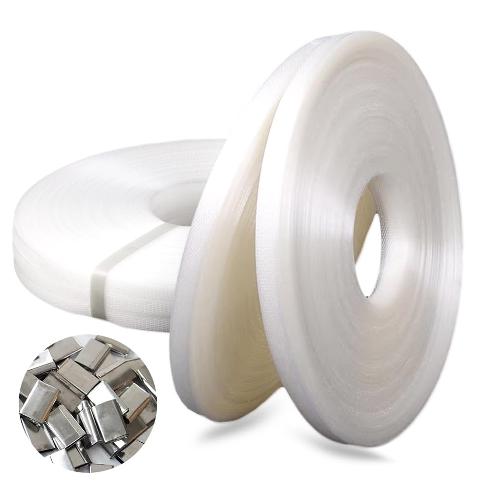 Hand Grade Polypropylene (PP) Strapping Coil 0.59" x 0.0315" 330lbs Break Strength White Poly Strap 100pcs strapping