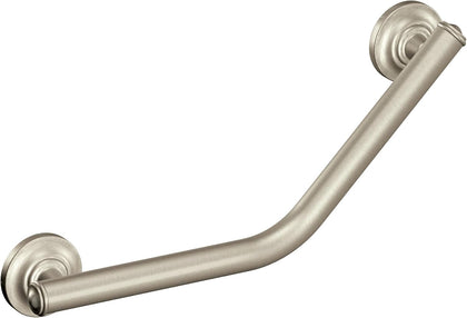 Brushed Nickel Bathroom Safety 16-Inch Stainless Steel Angled Shower Grab Bar for Handicapped or Elderly, RA8716D1GBN