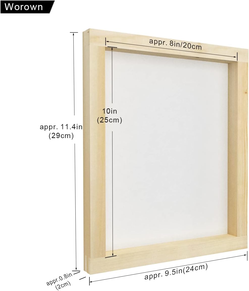 1 Piece 8 x 10 Inch Wood Silk Screen Printing Frame with 110 White Mesh and 1 Piece 4 x 6 Inch Screen Printing Squeegee