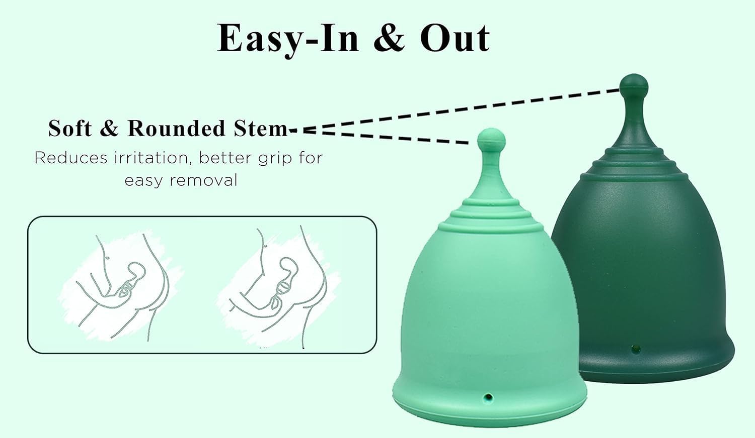 Reusable Menstrual Cup (Small) Set of 2 with Mini Box, 100% Soft Silicone, Coupe Menstruelle, Safe Period Cup, Light