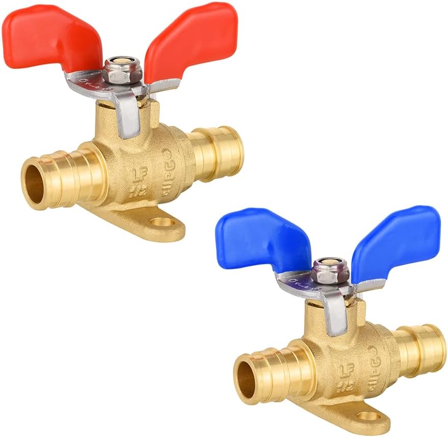 2Pcs EFIELD 1/2"Pex-A Butterfly Drop Ear Brass Ball Valve(VALVE337-2)