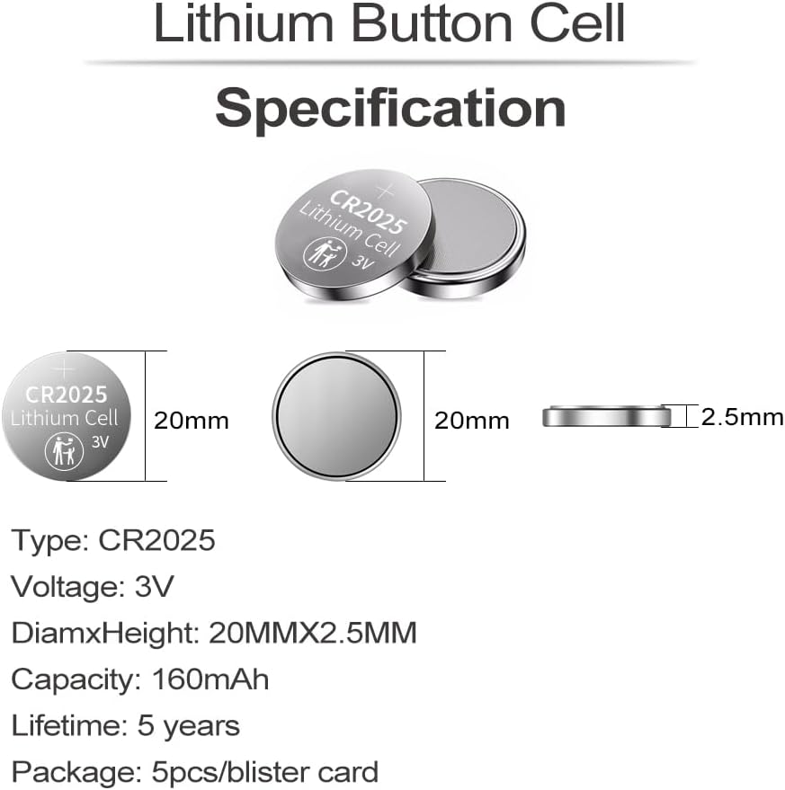 CR2025 3V Lithium Battery (15pcs)