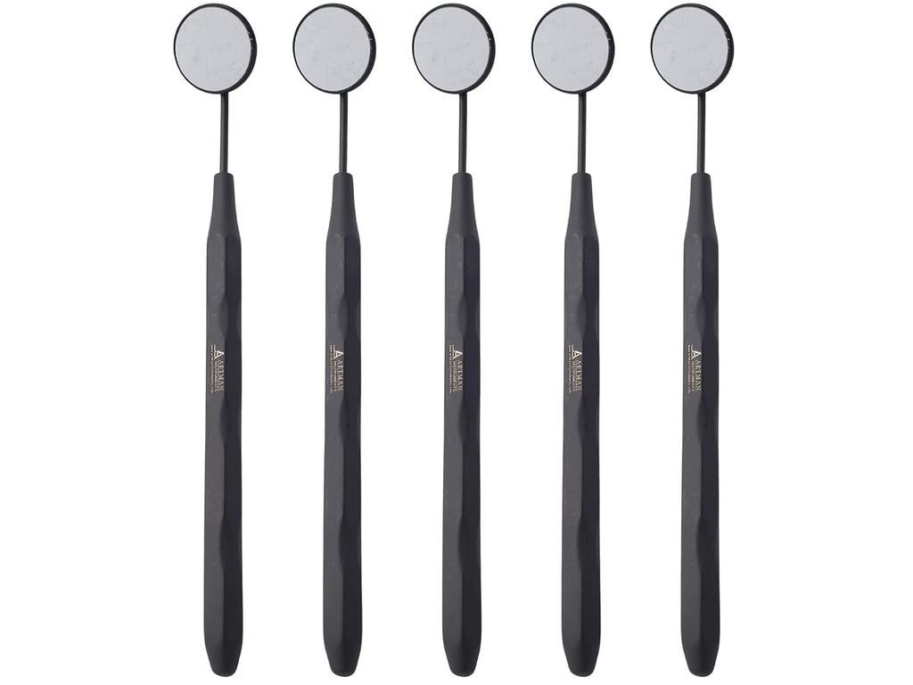 Dental Mirror Stainless Steel Matte Black, Set of 5 Dental Mirrors Front Surface Rhodium Plasma Coated for General