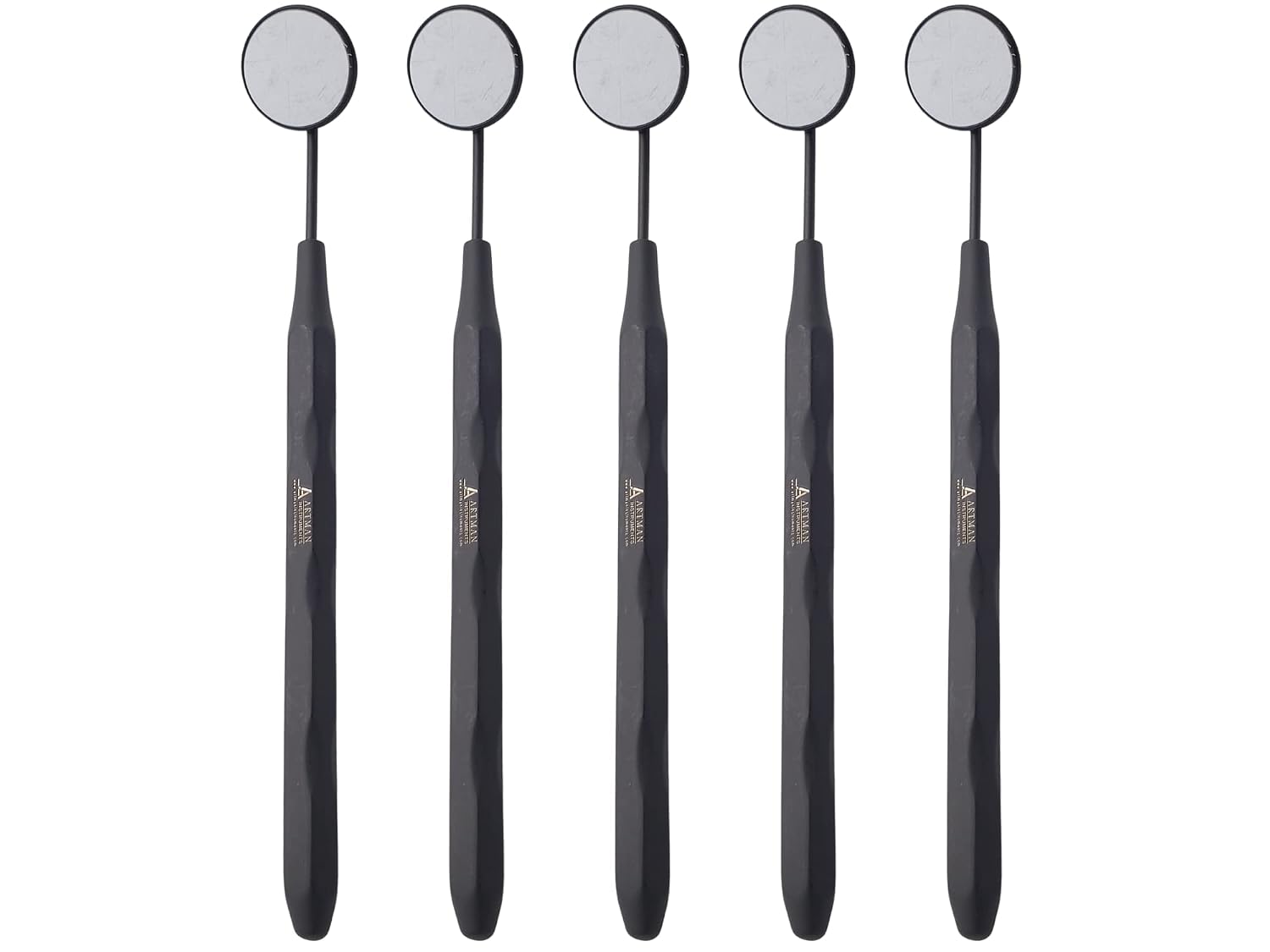 Dental Mirror Stainless Steel Matte Black, Set of 5 Dental Mirrors Front Surface Rhodium Plasma Coated for General