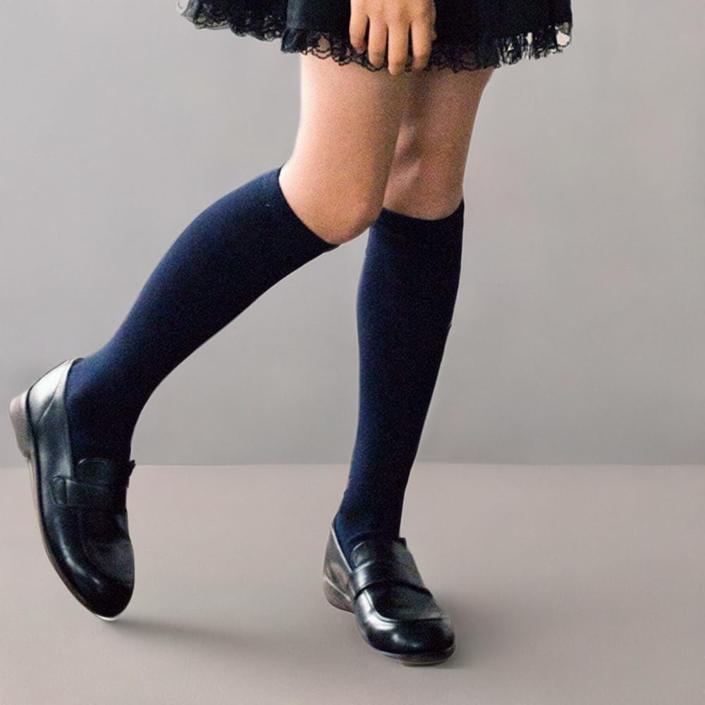 Kids Girls Unisex School Knee High Socks Black White Navy 3 Pack