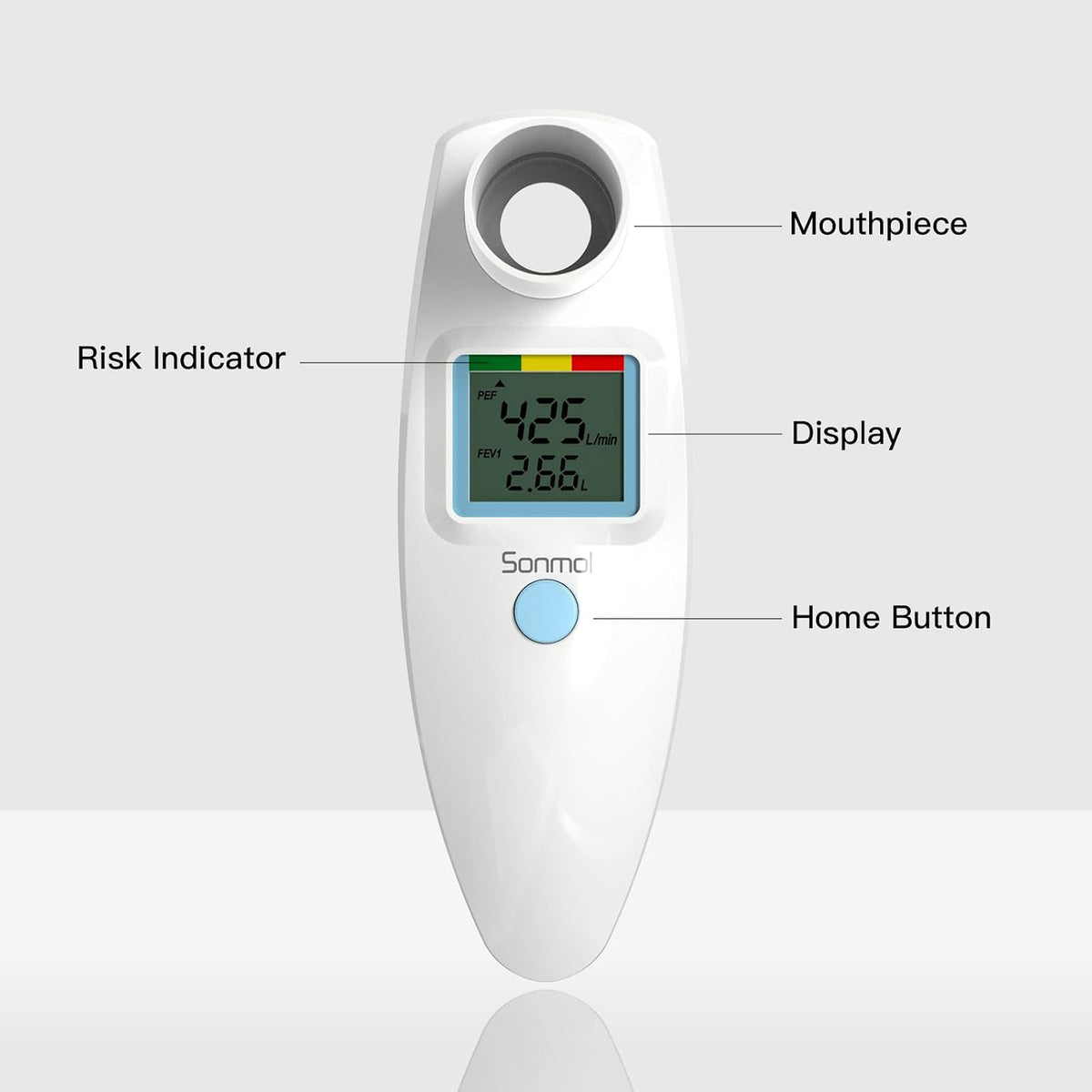 Sonmol Handheld Digital Peak Flow Meter with FEV1 & PEF Measurement
