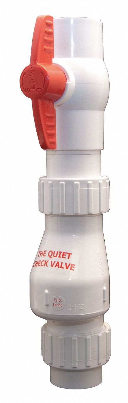ZOELLER 2" Check Valve with Ball Valve, PVC, Solvent Connection Type