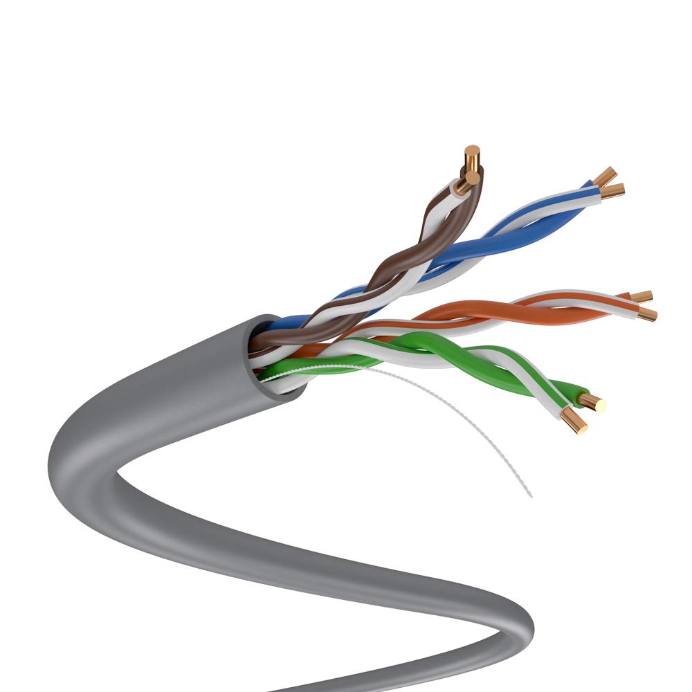 DRIPSTONE 1000ft CAT5e Ethernet LAN Cable 24AWG Solid CCA UTP Wire (Gray)