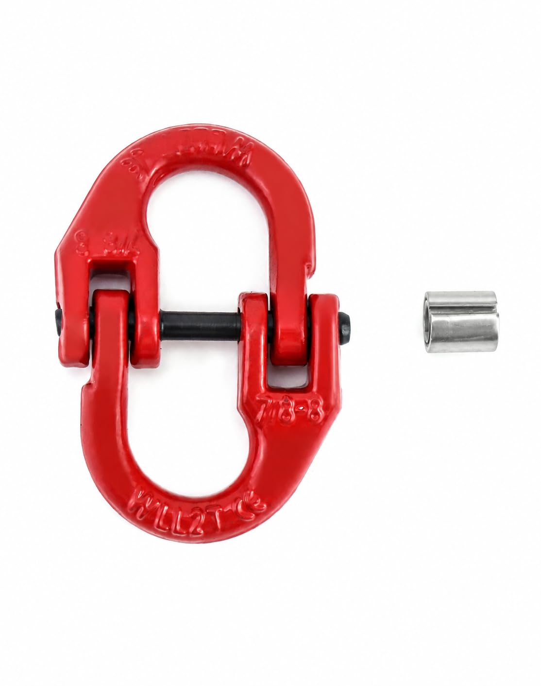 QWORK G80 Alloy Steel Hammerlock Coupling Link Connecting Link, 5/16", 2 Pack, Red Painted, 4400 lbs Load Limit