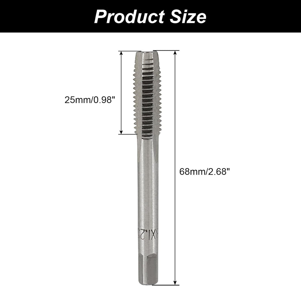 Bonsicoky Metric Machine Tap M8 x 1.25mm, 2 Pcs