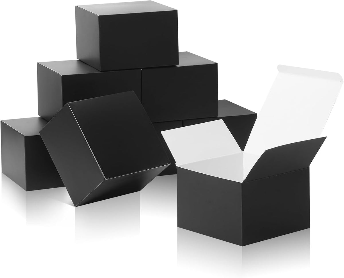 Small Gift Boxes 10 Pack 6x6x4 in Black Gift Boxes with Lids