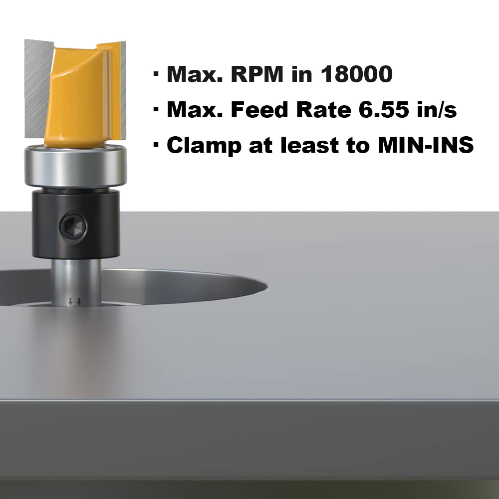 Pattern Flush Trim Router Bit 1/4 Inch Shank, 1/2 Inch Cutting Diameter, 1/2 Inch Cutting Length, Top Bearing Flush