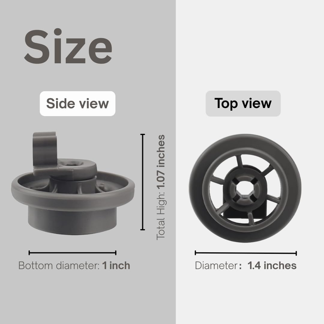 Dishwasher Lower Rack Wheels for LG Replacement Parts, 4 Pcs Dishrack Roller Compatible with LG Dishwasher Replaces 4581DD3003B/C 4581DD9002B 1372292 AP4437752 EA3523051 AH3523051 PS3523051