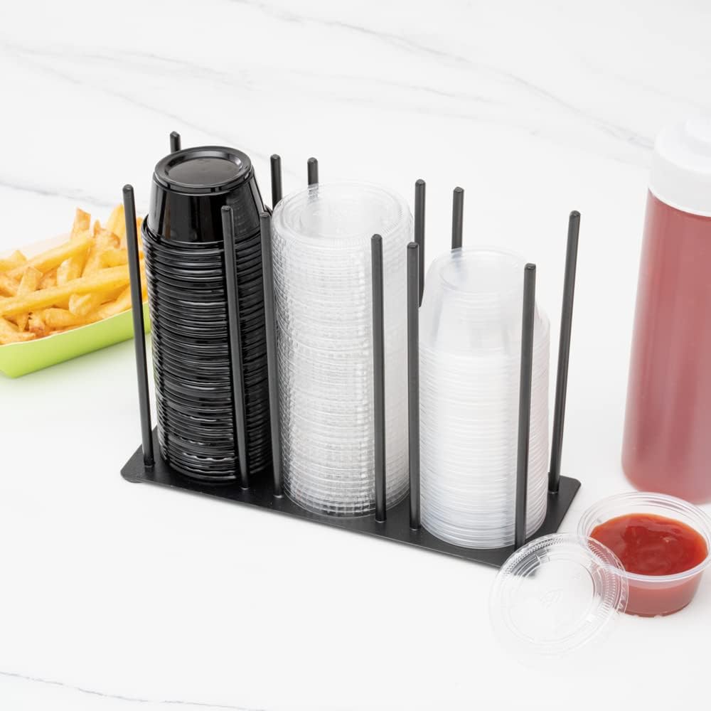 3 Section Black Iron Portion Cup and Lid Organizer, 1 Count