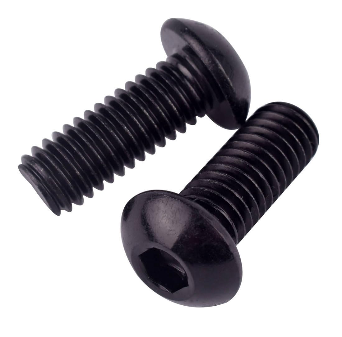 8-32 x 1/2" Button Head Socket Cap Bolts Screws (1/4" to 2" Available), 304 Stainless Steel 18-8, Black Exterior Finish, Allen Hex Drive, Fully Thread, 30Pcs
