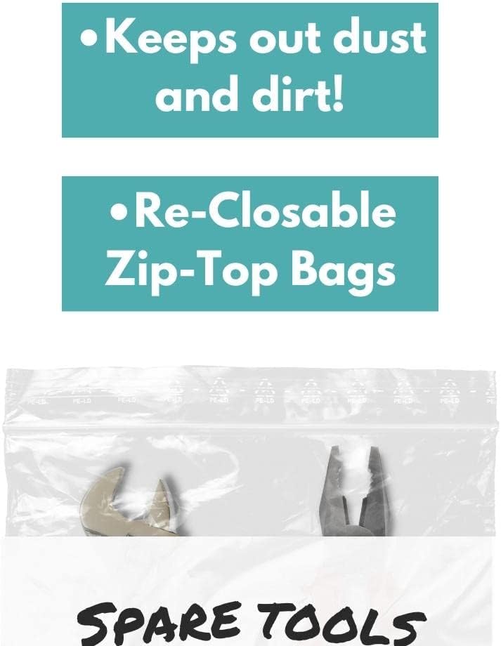 Resealable Poly Bags for Storage with White Block Label, 12 x 15 Inch, 1000 Pack, 2 Mil, Zipper Lock Closure